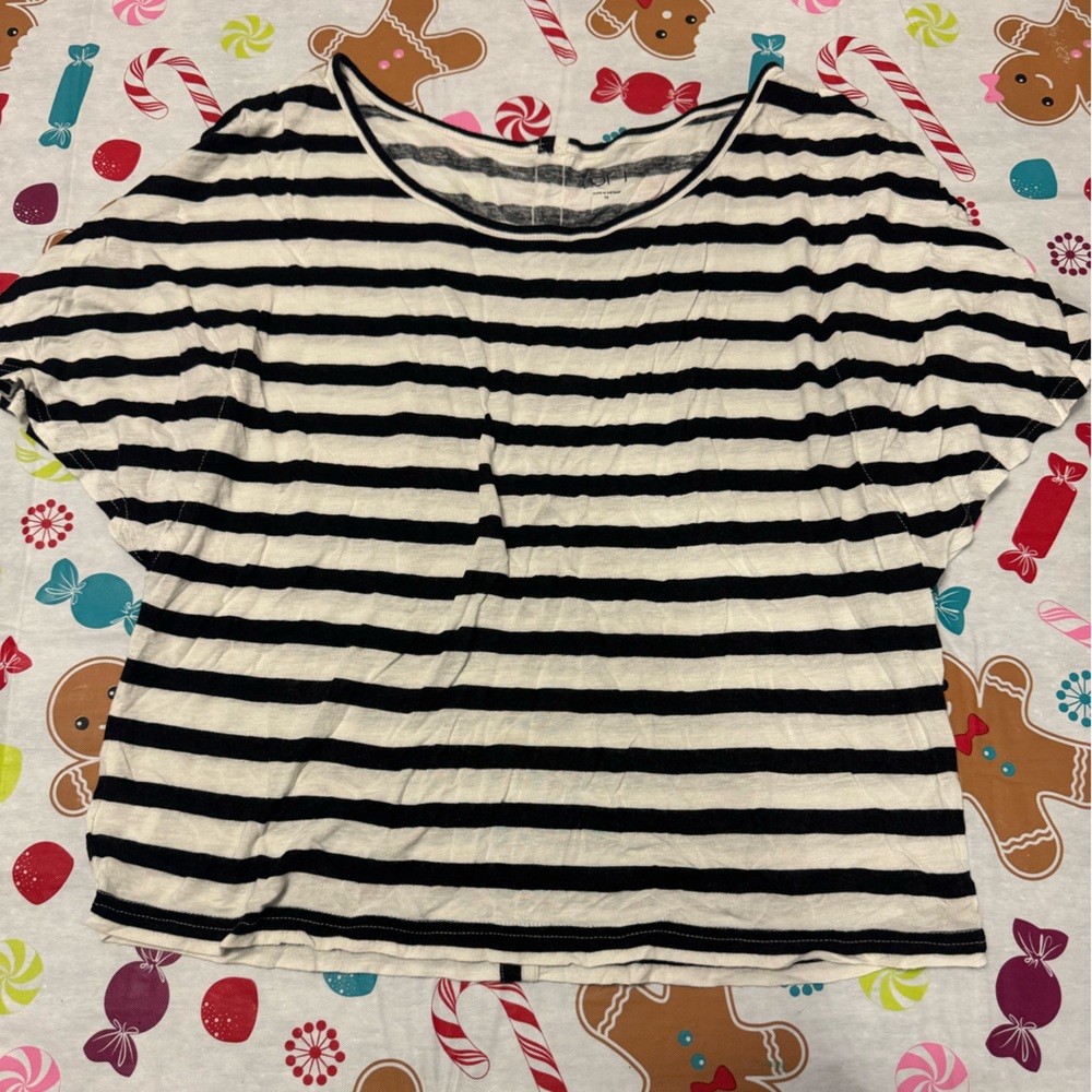 Loft stripped blouse medium EUC